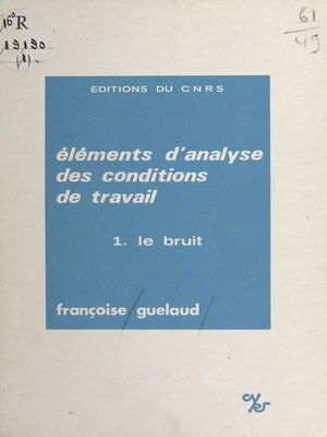 cover image of Éléments d'analyse des conditions de travail (1)